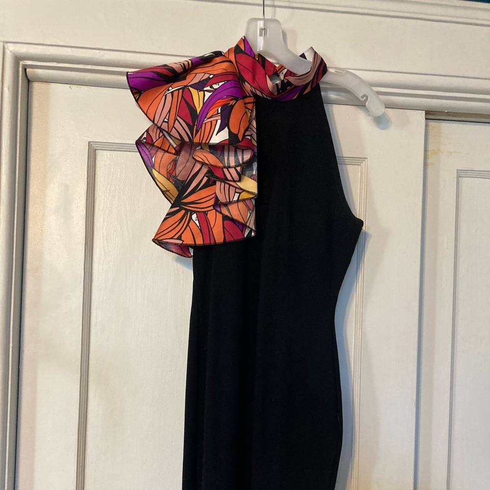 Hot Gal Black Dress with Vibrant Floral Design